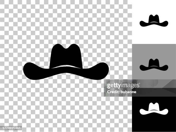 cowboy hat icon on checkerboard transparent background - cowboy hat stock illustrations