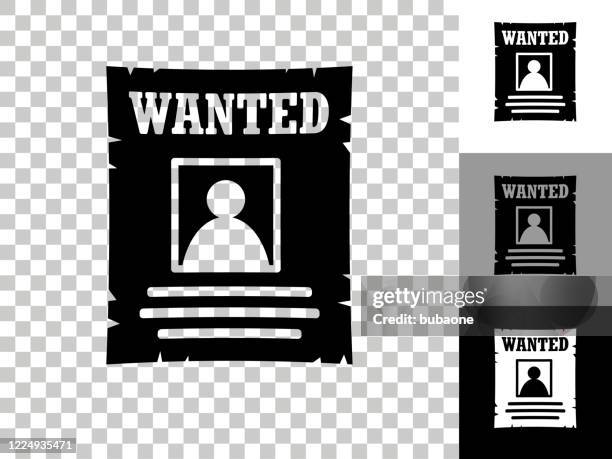 wanted poster icon on checkerboard transparent background - wanted poster background stock illustrations