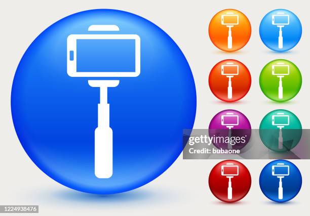 selfie stick phone icon - selfie stick stock illustrations