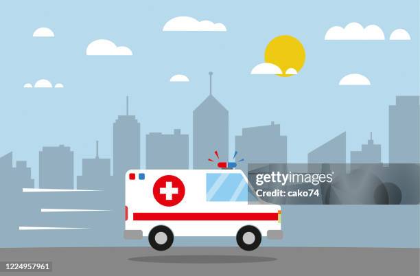 ambulanz flaches design - rettung stock-grafiken, -clipart, -cartoons und -symbole