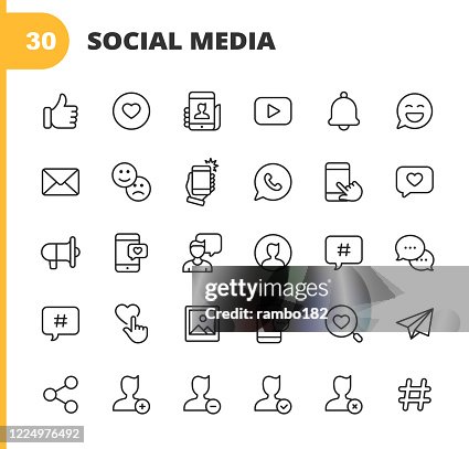 Social Media Line Icons. Editable Stroke. Pixel Perfect. For Mobile and Web. Contains such icons as Like Button, Thumb Up, Selfie, Photography, Speaker, Advertising, Online Messaging, Hashtag, Profile, Notification, Influencer, Emoji, Social Network. Social Media Line Icons. Editable Stroke. Pixel Perfect. For Mobile and Web. Contains such icons as Like Button, Thumb Up, Selfie, Photography, Speaker, Advertising, Online Messaging, Hashtag, Profile, Notification, Influencer, Emoji, Social Network.