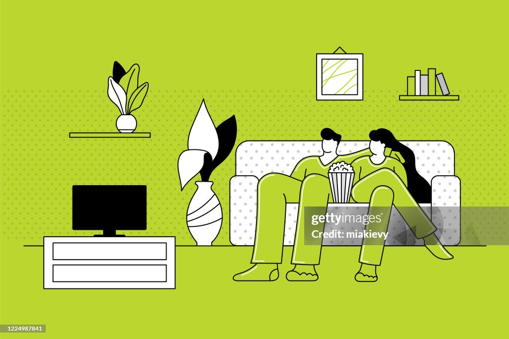 Couple staying at home