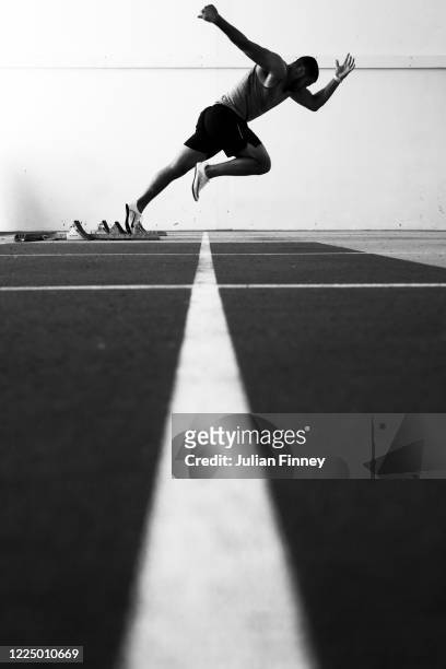 Sprinter Adam Gemili of Great Britain during a training session at Lee Valley Athletic Centre on March 06, 2020 in London, England. Photographed...