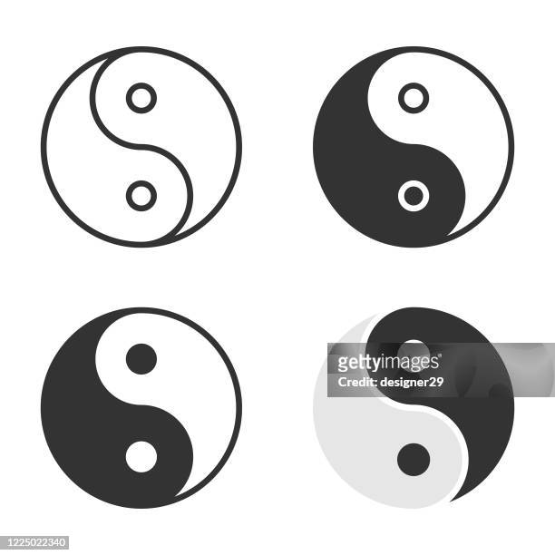 ilustrações de stock, clip art, desenhos animados e ícones de yin yang icon set vector design. - símbolo religioso