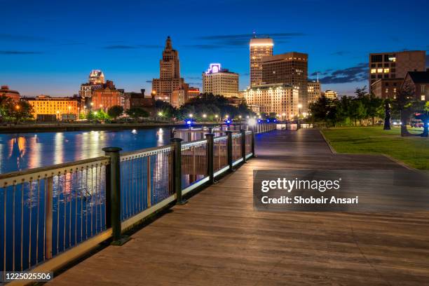 providence skyline at night, rhode island - providence rhode island ストックフォトと画像