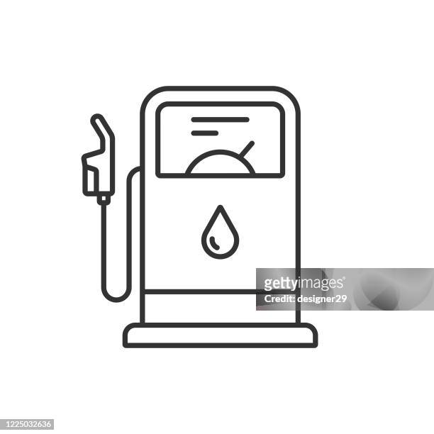 tankstelle und pump line icon vector design. - station stock-grafiken, -clipart, -cartoons und -symbole