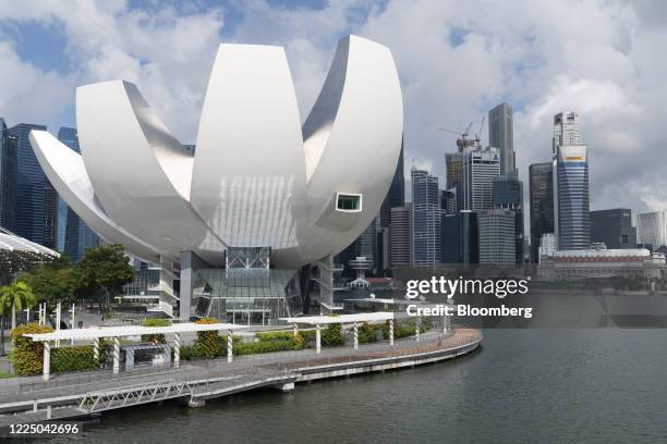 The Artscience Museum stands by Marina Bay in Singapore on Monday, July 6, 2020. Prime Minister Lee Hsien Loong vowed to hand over Singapore intact...