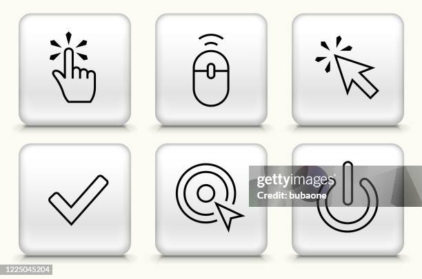 modern technology icon set - multiple hands pointing stock illustrations