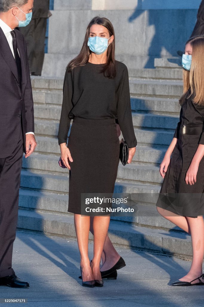 Spanish Royals Attend Mass For Victims Of Covid-19 at la Almudena Cathedral