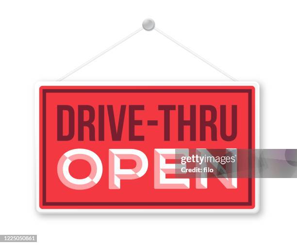 drive-thru open sign - grocery store open sign stock-grafiken, -clipart, -cartoons und -symbole