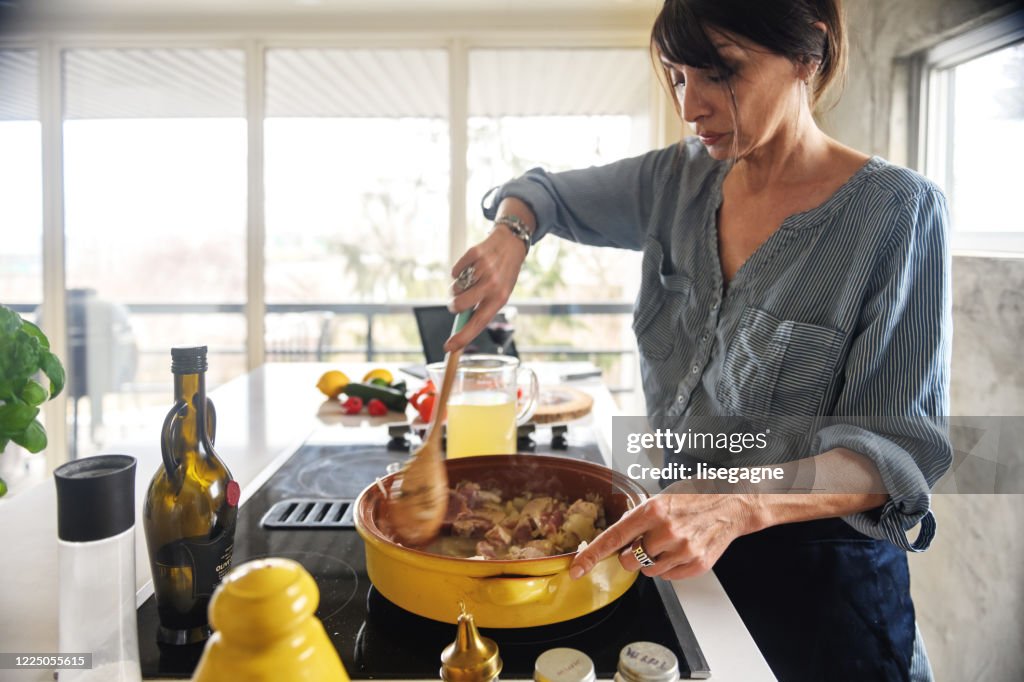 Woman making a moroccan tajine