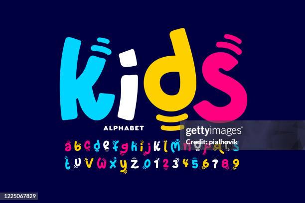 kids style playful font - monkey business images stock illustrations