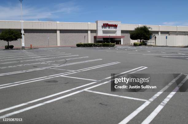 The parking lot in front of a JCPenney store at The Shops at Tanforan Mall on May 15, 2020 in San Bruno, California. JCPenney avoided bankruptcy...