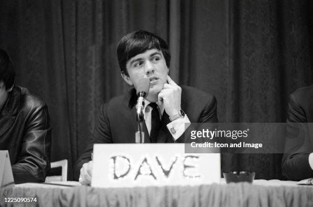 English drummer, songwriter and leader and manager of the Dave Clark Five, Dave Clark takes questions from students at Washington University in St....