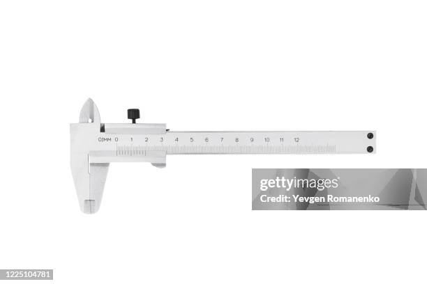 vernier caliper isolated on white background - pollice sistema metrico anglosassone foto e immagini stock