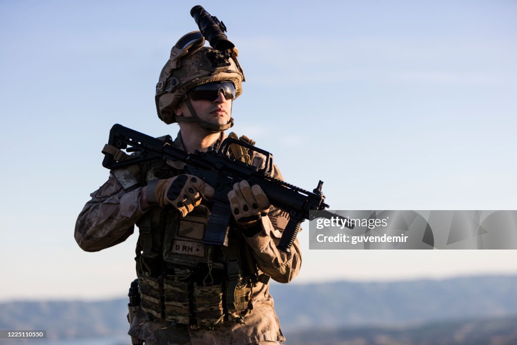 Soldat auf dem Schlachtfeld