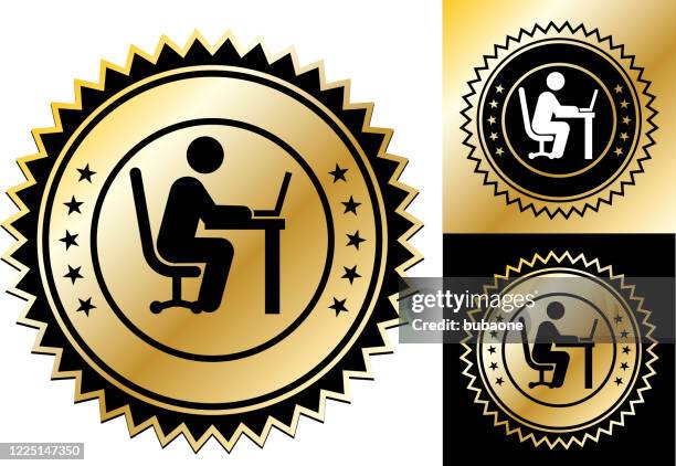 man working on a laptop computer icon - man on multiple computers stock illustrations