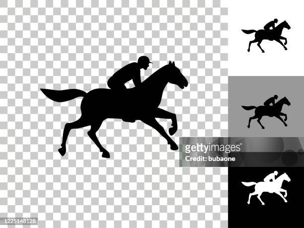 stockillustraties, clipart, cartoons en iconen met pictogram van de racer van het paard op de transparante achtergrond van het bord - racehorse