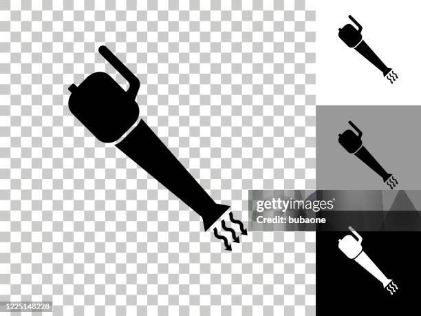 leaf blower icon on checkerboard transparent background - leaf blower stock illustrations