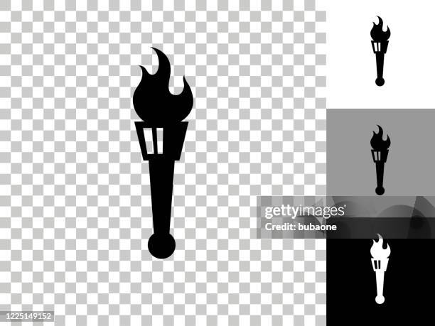 flame torch icon on checkerboard transparent background - flames transparent background stock illustrations