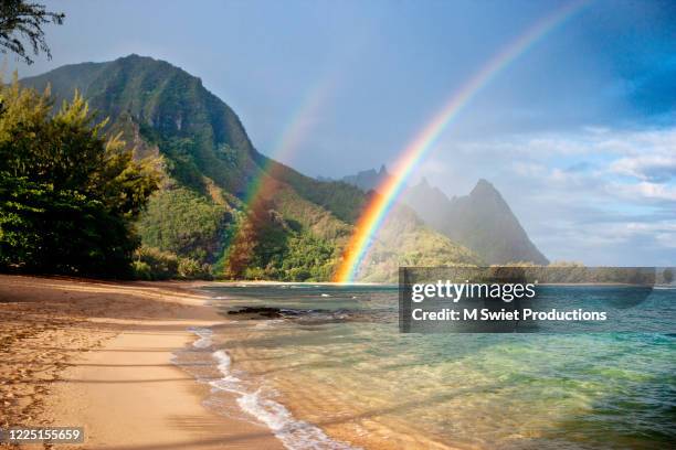 rainbow beach hawaii - isole hawaii foto e immagini stock