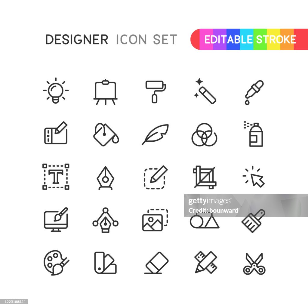 Graphic Designer Outline Icons Editable Stroke