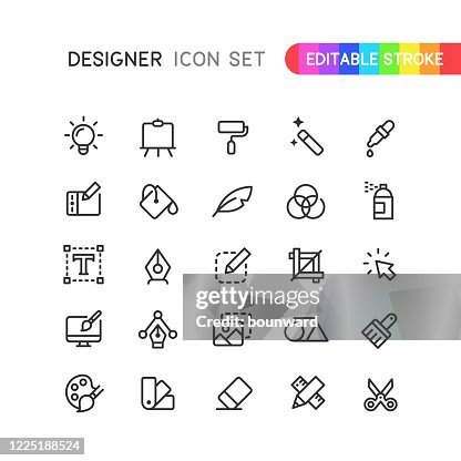 Pictogrammen bewerkbare lijnen voor grafische ontwerper Pictogrammen bewerkbare lijnen voor grafische ontwerper