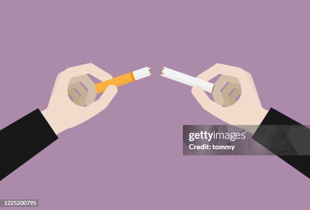 businessman broke a cigarette - bad habit stock illustrations