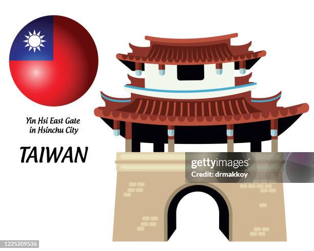 yin hsi east gate in hsinchu city - hsinchu stock illustrations