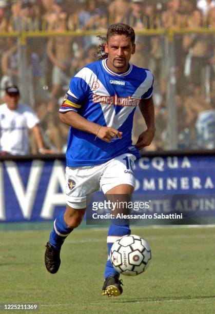 Roberto Baggio of Brescia Calcio in action during the Serie A 2001-02, Italy.
