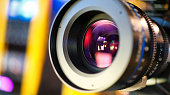 camera lens during media production event