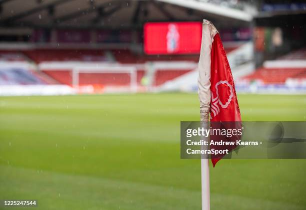 General view of the City Ground stadium during the Sky Bet Championship match between Nottingham Forest and Fulham at City Ground on July 7, 2020 in...