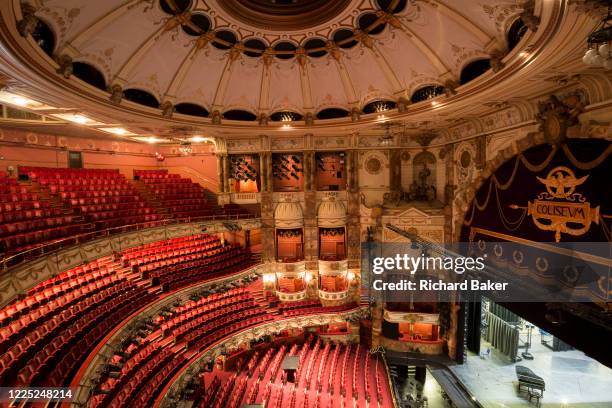 The empty auditorium of the London Coliseum, home of English National Opera ENO, remains closed for performances during the Coronavirus pandemic...