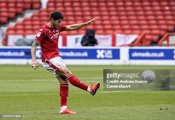 Nottingham Forest's Tobias Figueiredo during the Sky Bet Championship match between Nottingham Forest and Fulham at City Ground on July 7, 2020 in...