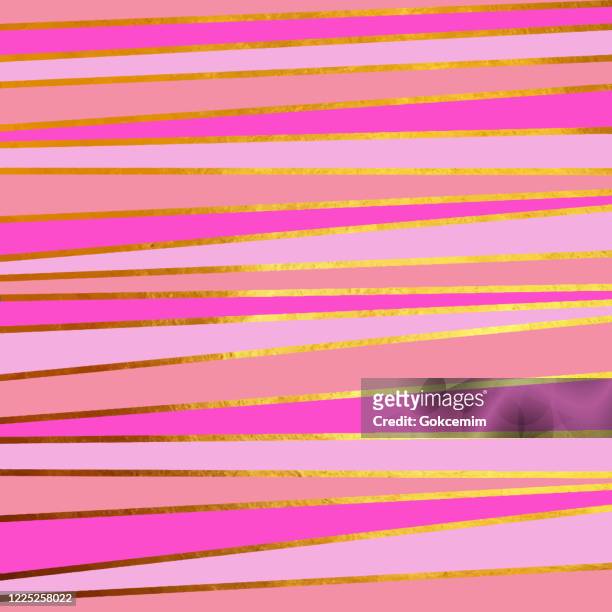 gold foil grunge stripes texture with pink background. abstract vector pattern. metallic golden texture for cards, party invitation, packaging, surface design. - gold patina stock illustrations