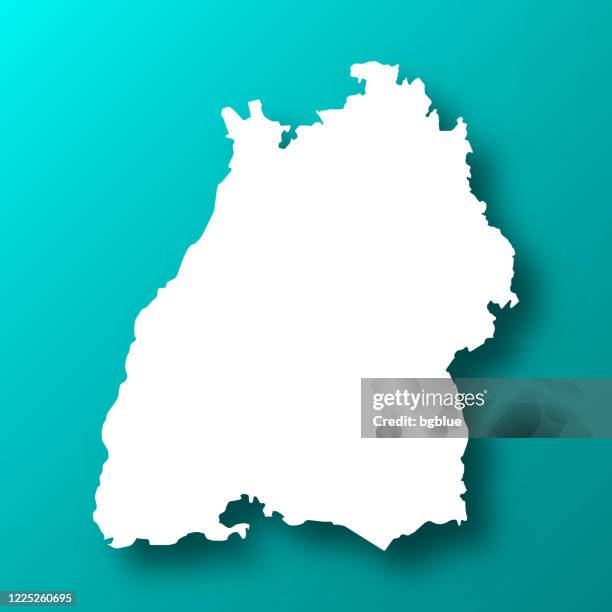 baden-wurttemberg map on blue green background with shadow - baden württemberg stock illustrations