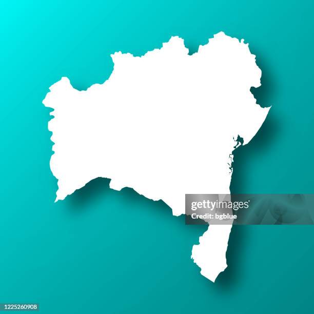 bahia map on blue green background with shadow - bahia stock illustrations