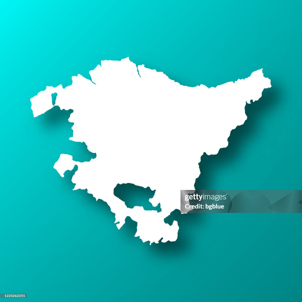 Basque Map Blue Basque Country Map On Blue Green Background With Shadow High-Res Vector ...