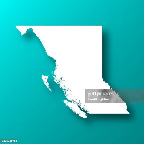 british columbia map on blue green background with shadow - vancouver island map stock illustrations