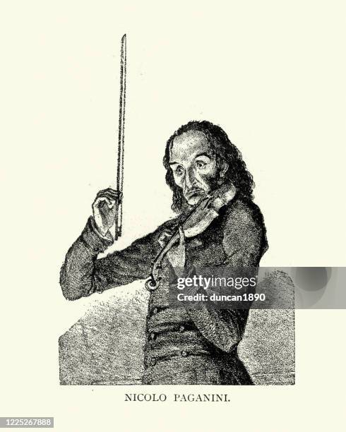 ilustraciones, imágenes clip art, dibujos animados e iconos de stock de niccolo paganini italiano, violinista virtuoso - violinista