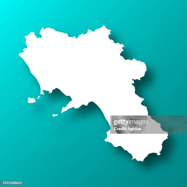campania map on blue green background with shadow - naples stock illustrations