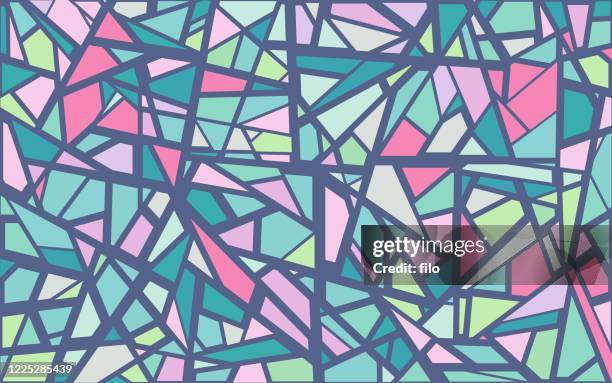 shattered glass abstract background pattern - stained glass stock illustrations