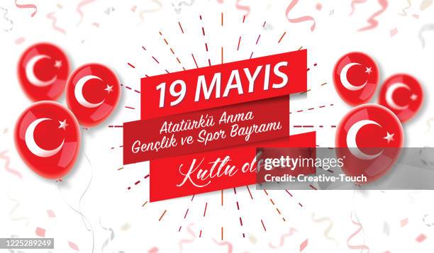 stockillustraties, clipart, cartoons en iconen met 19 mei herdenking van ataturk, dag van de jeugd en sport - may