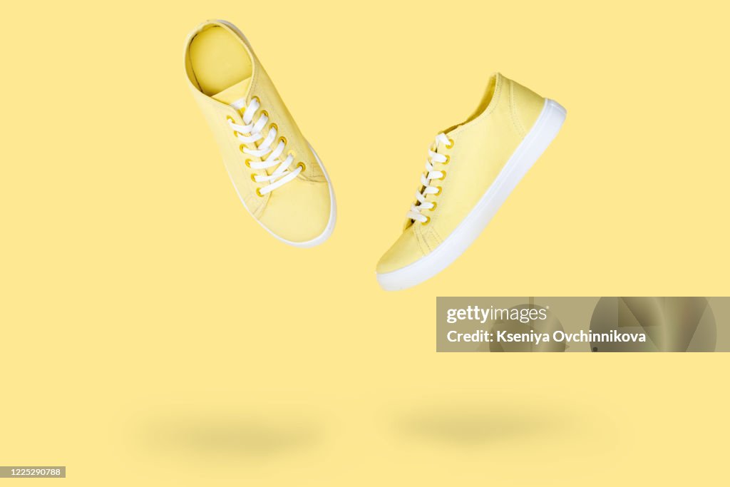 Canvas shoes high angle view