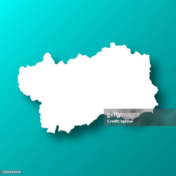 aosta valley map on blue green background with shadow - valle d'aosta stock illustrations