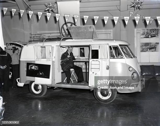 The Volkswagen Type 2, known officially as the Transporter, Kombi or Microbus, or, informally, as the Bus or Camper , on display in 1958.