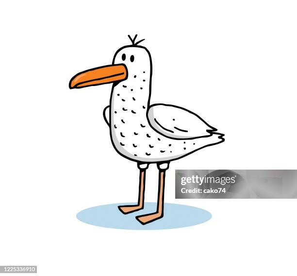 cartoon möwe stock illustration - doodle tiere stock-grafiken, -clipart, -cartoons und -symbole