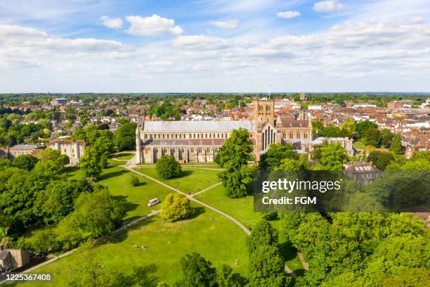 st albans from above - hertfordshire stock pictures, royalty-free photos & images