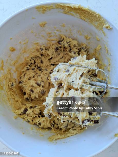 making chocolate chip cookies - mixer stock pictures, royalty-free photos & images