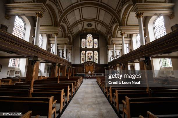 The reverend Lucy Winkett, rector of St James's Piccadilly, delivers a service on Rogation Sunday via webcam to the church's congregation while the...